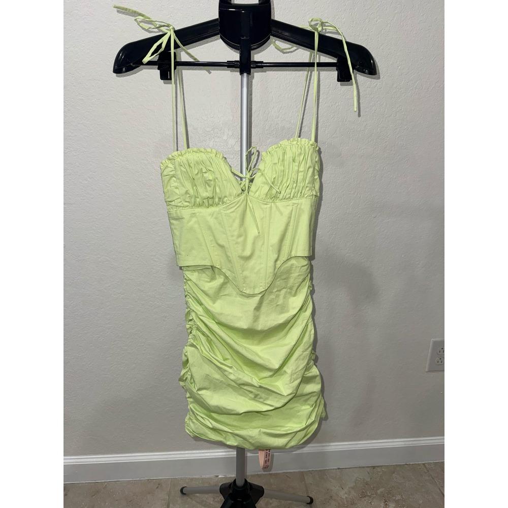 Oh‎ Polly Pastel Green Ruched Corset Mini Dress Womens Size US 2 UK 6 NWT